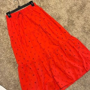 Red maxi skirt